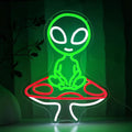 Mushroom Alien Neon Sign for Wall Decor, USB Dimmable Green Alien Neon Lights by PMCVYH