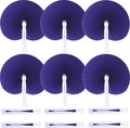 12 Packs Decorative Paper Folding Hand Fans Handheld, Purle Round Foldable by Bestage