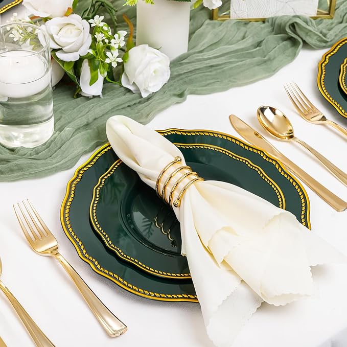 Hioasis 60pcs Green Plastic Plates - Image 2