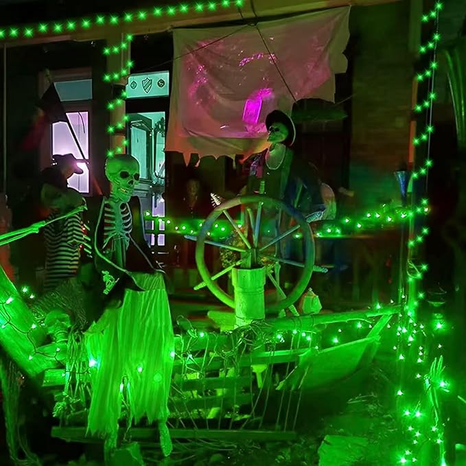YEGUO 165ft 500 LED Halloween Lights Outdoor Waterproof, 8 Modes Green String - Image 9