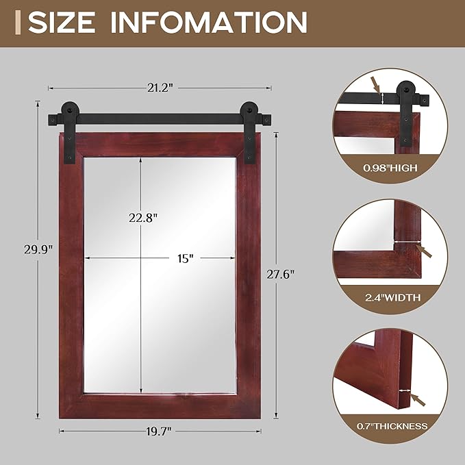 COGOOD Farmhouse Barn Door Mirror - Image 4