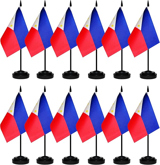 12 Pack Philippine Desk Flags Set, Philippine Small Mini Table Office Flags by BCLin