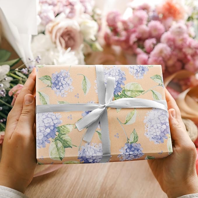 RUSPEPA 30" X 32.8' Hydrangea Wrapping Paper Large Kraft Paper Roll, Jumbo Roll - Image 4