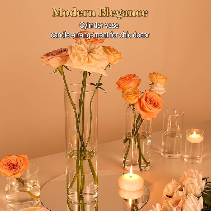 12Pcs Glass Cylinder Vases 12 Inch Tall Clear Flower Vases - Image 8