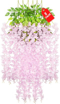 5 Pack Pink Wisteria Hanging Flowers, 3.44 Ft Fake Hanging Flowers, Artificial by ZEBMOON