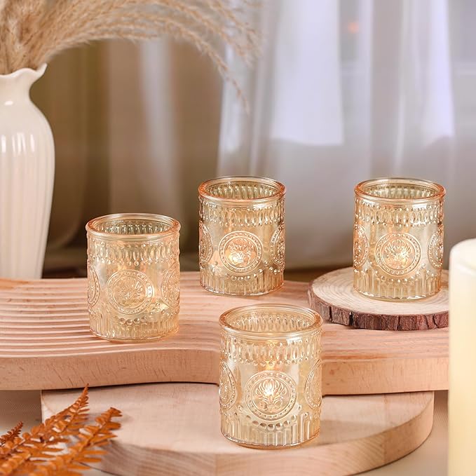 24 Pcs Gold Votive Candle Holders, Glass Tealight Candle Holders - Image 5