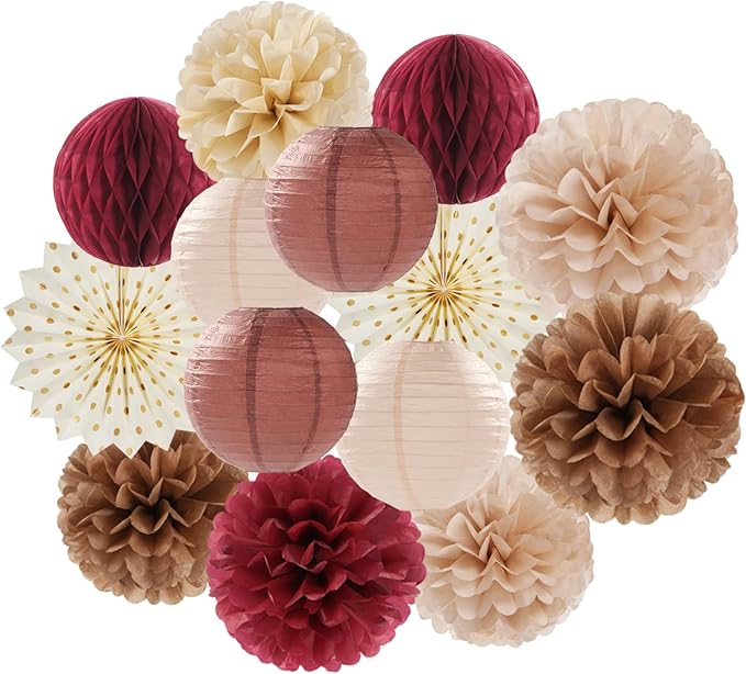 Brown Burgundy Champagne Boho Party-Decorations by LastingSurprise