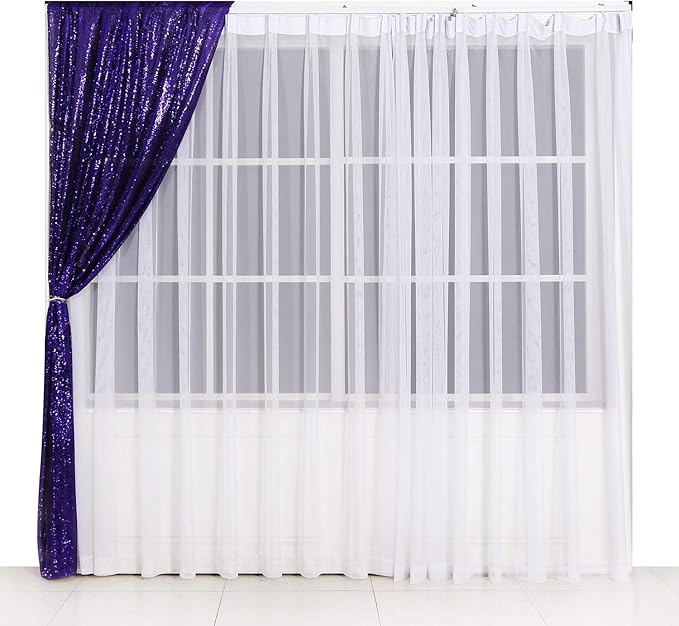 Poise3EHome 2ft x 8ft Purple Sequin Photography Backdrop Curtain 2 Panels - Image 9