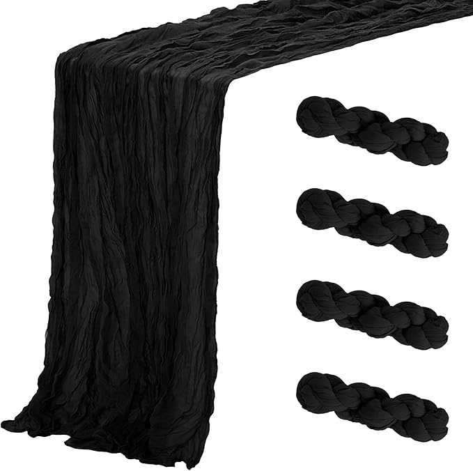 Aktor 4 Pack Black Table Runner Boho Cheesecloth Table Runner Semi Sheer Gauze by Unknown