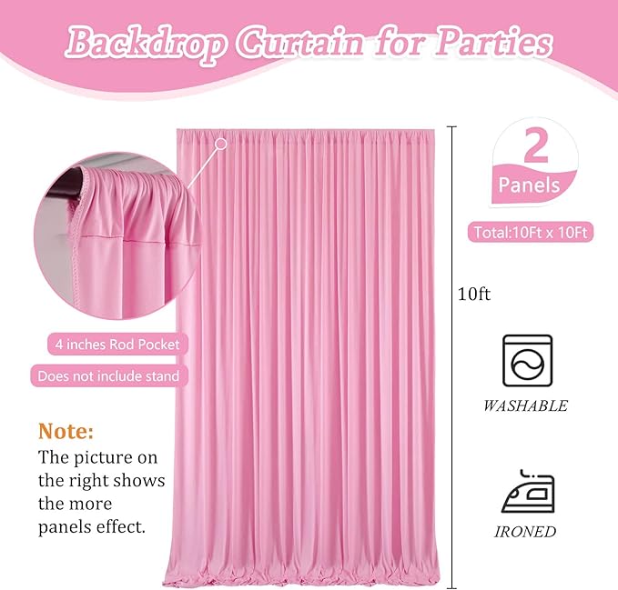 10 x 10 Feet New Pink A Backdrop Curtain - Image 2
