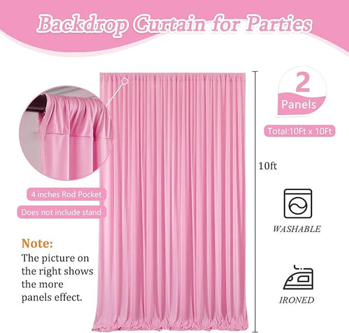 10 x 10 Feet New Pink A Backdrop Curtain - Image 2