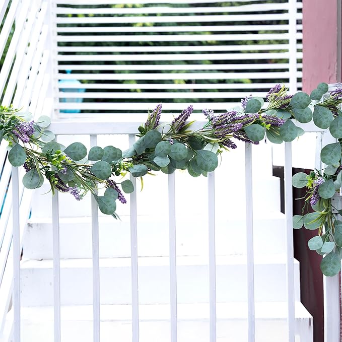 6FT Purple Flower Garlands Artificial Spring/Summer Garland Greenery Garlands - Image 5