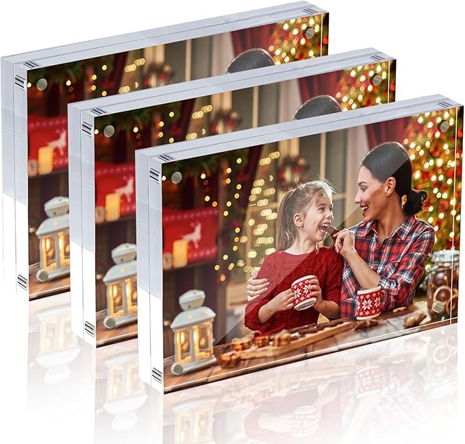 4x6 Acrylic Picture Frames, 20mm Thick Clear Frameless Magnetic Photo Frames by Unknown
