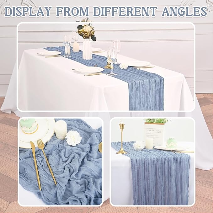 12 Pack Dusty Blue Cheesecloth Table Runner 20 x 120 inch Gauze 10FT Semi Sheer - Image 5