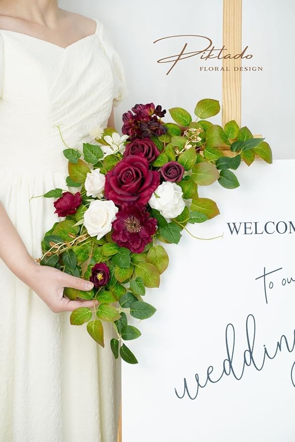 Wedding decor Welcome Sign Flower Backdrop Garland - Image 5