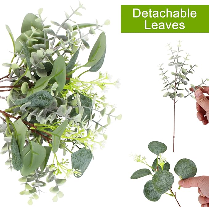 120 PCS Artificial Eucalyptus Stems Bulk Faux Silver Dollar Leaves - Image 5