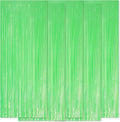 5 Pack Green Foil Curtain Backdrop 3.2ft x 8.2ft Tinsel Foil Fringe Curtains by Ohiyoo