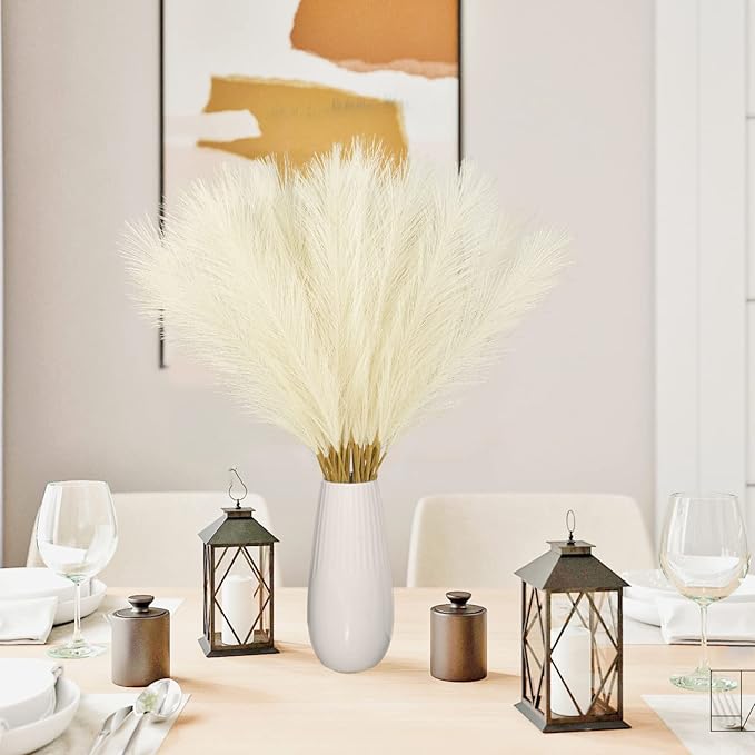 50PCS Faux Pampas Grass, 21.6" Short Artificial Pompous Grass Floral Fake - Image 5
