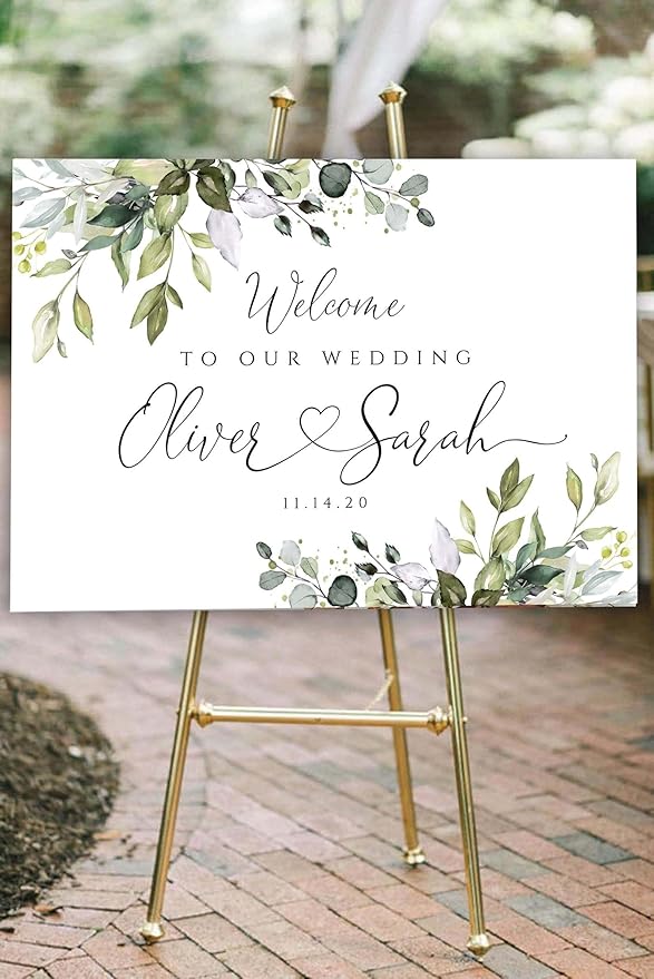 Welcome Wedding Sign Personalized, Personalized Wedding Welcome Sign Greenery - Image 2
