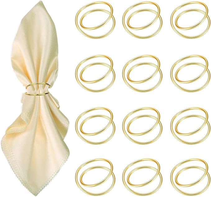 Gold Napkin Rings-12 PCS Metal Spiral Napkin Rings Napkin Holders Buckles by FORESRUM