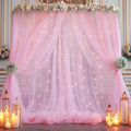 30×10ft Pink Tulle Backdrop Curtain by WishCare