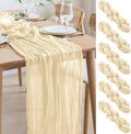 Asee'm 6pcs Cheesecloth Table Runner 120 Inches Long Beige Boho Gauze Cheese by Aseem