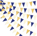 30Ft Navy Blue Gold and Beige Party Decorations Royal Blue Gold Triangle Flag by pinkblume