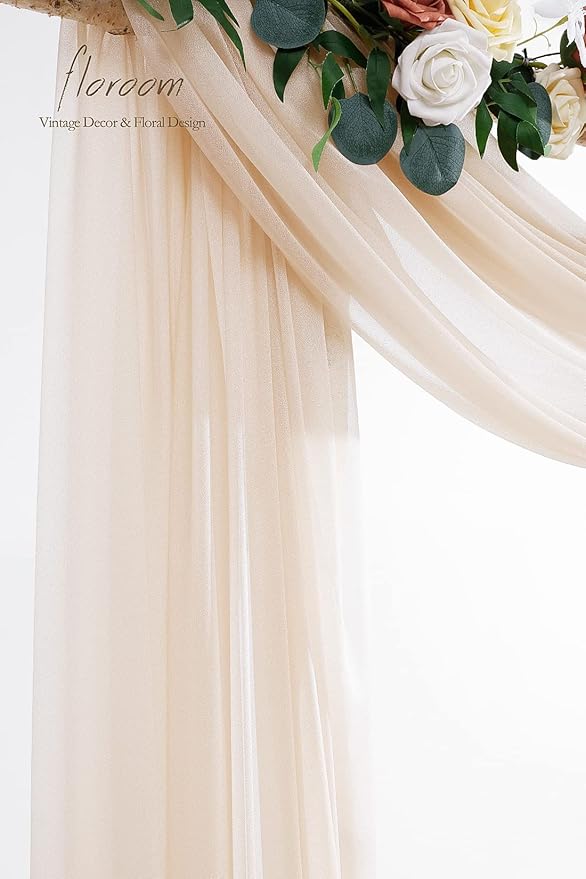 Floroom Wedding Arch Draping Fabric 2 Panels 20Ft Nude Chiffon Fabric Drapes - Image 4