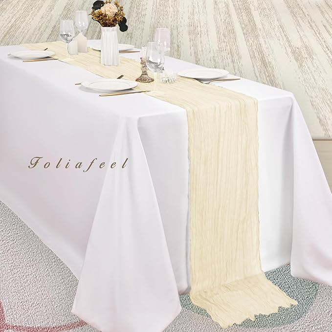 10FT 6 Pack Beige Cheesecloth Table Runner 20 x 120 Inch Long Rustic Gauze - Image 4