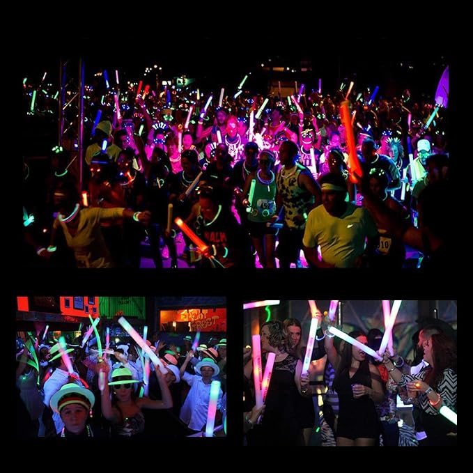 Foam Glow Sticks Bulk 60 Pack, 3 Modes Flashing LED Light Sticks Glow in The - Image 4