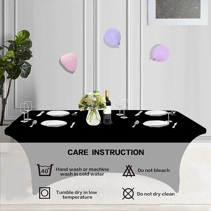 IVAPUPU 2 Pack 6FT Table Cloth for Rectangular Fitted Events Stretch Black - Image 5