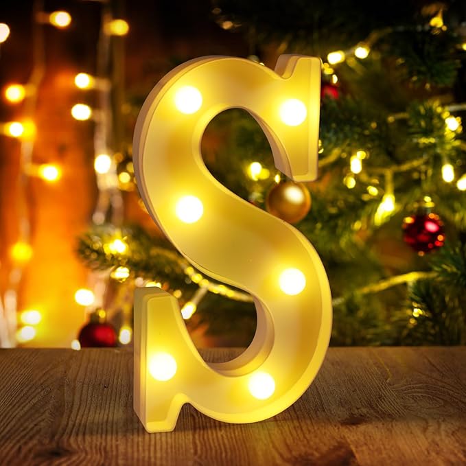 Light Up Letters S, LED Sign Marquee Letters 26 Alphabet by funsky