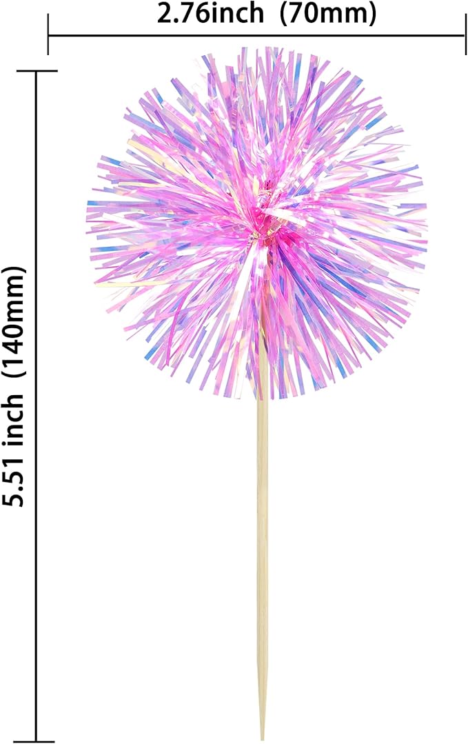 Ephlyn 30Pcs Foil Firework Cupcake Toppers Party Birthday Cake Toppers Supplies - Image 2