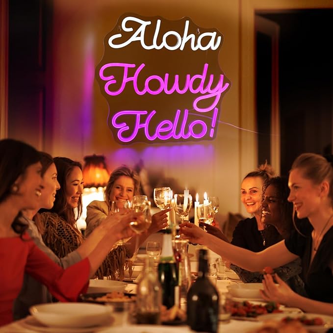 Aloha Howdy Hello Neon Signs for Wall Decor LED Neon Sign for Room Neon Light - Image 5