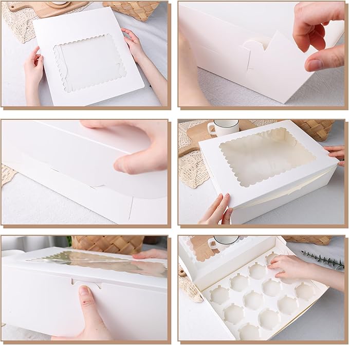 VGOODALL 6PCS White Cupcake Containers - Image 6