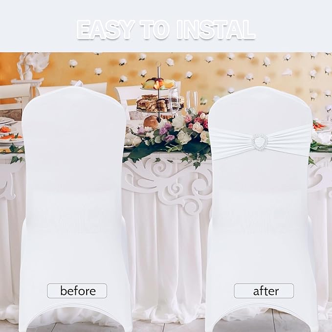 Howhic Pack of 60 Spandex Chair Sashes Bows Stretch Chair Cover Band - Image 4
