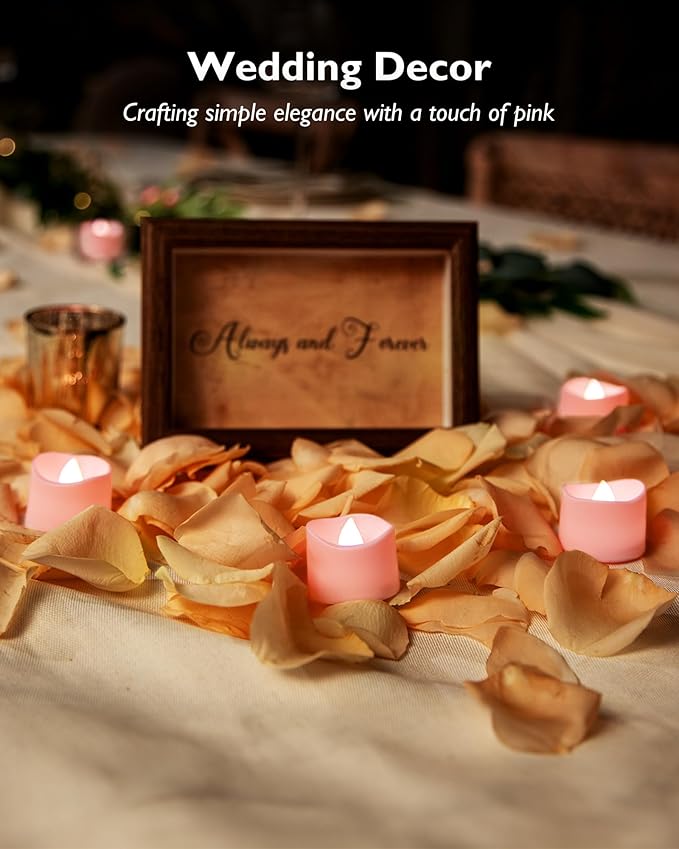Homemory Pink Tea Lights Candles Battery Operated, 200+Hour Flameless - Image 2