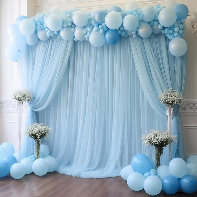 20x10 Blue Tulle Backdrop Curtains - Image 6