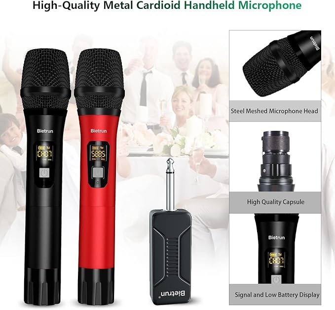 Bietrun Wireless Microphone Dynamic Mic System - Image 3
