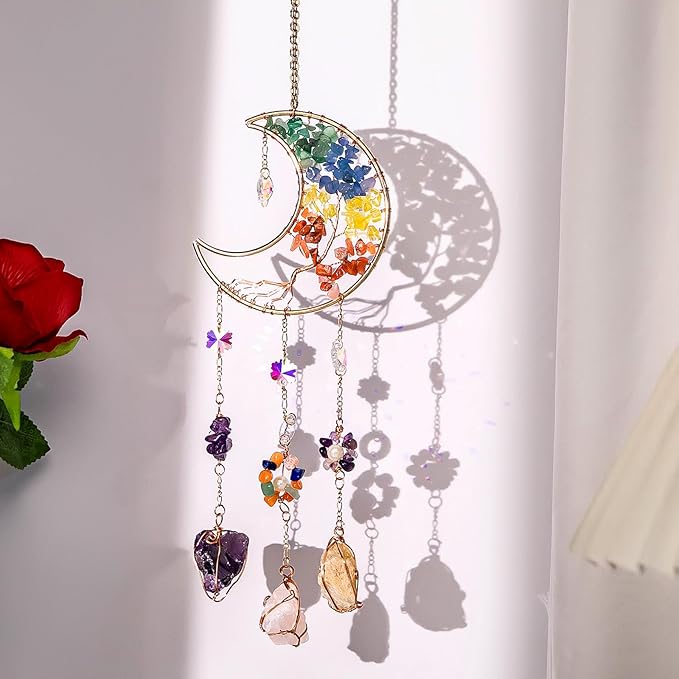 TUOKING Colorful Crystal Moon Suncatchers by TUOKING