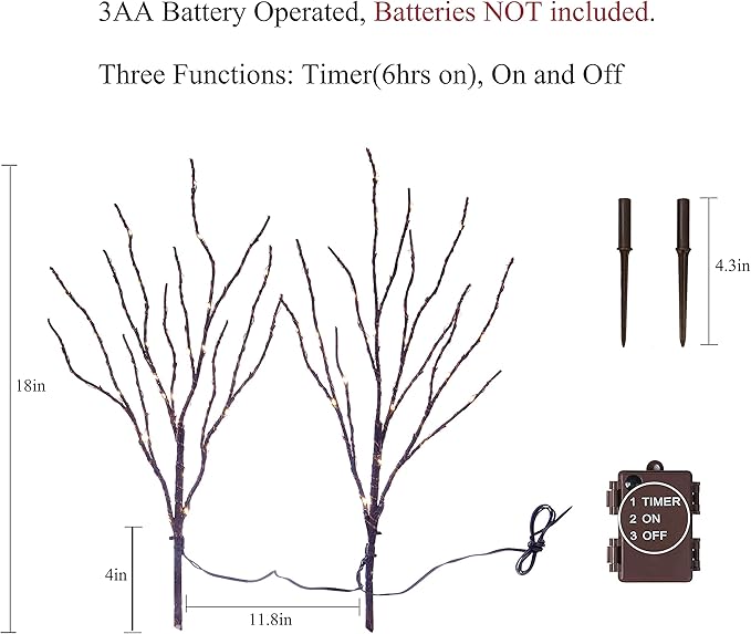 Birchlitland Lighted Brown Branches 18IN 70L Warm White Fairy Lights, LED - Image 3