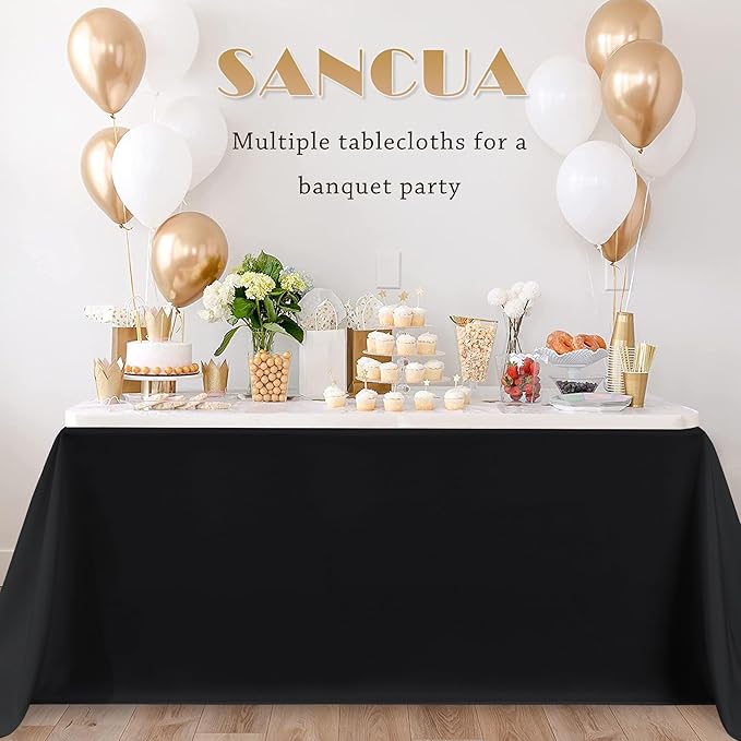 sancua 8 Pack Black Tablecloth 90 x 132 Inch - Image 8