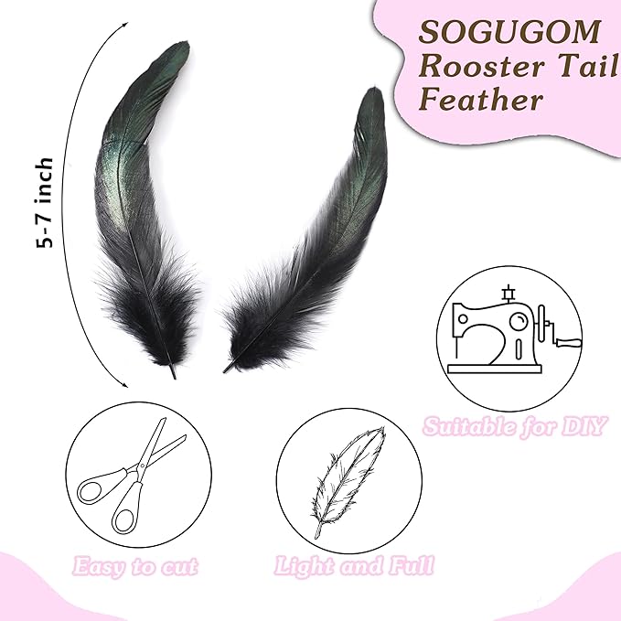 SOGUGOM Pink Rooster Tail Feathers - Image 4