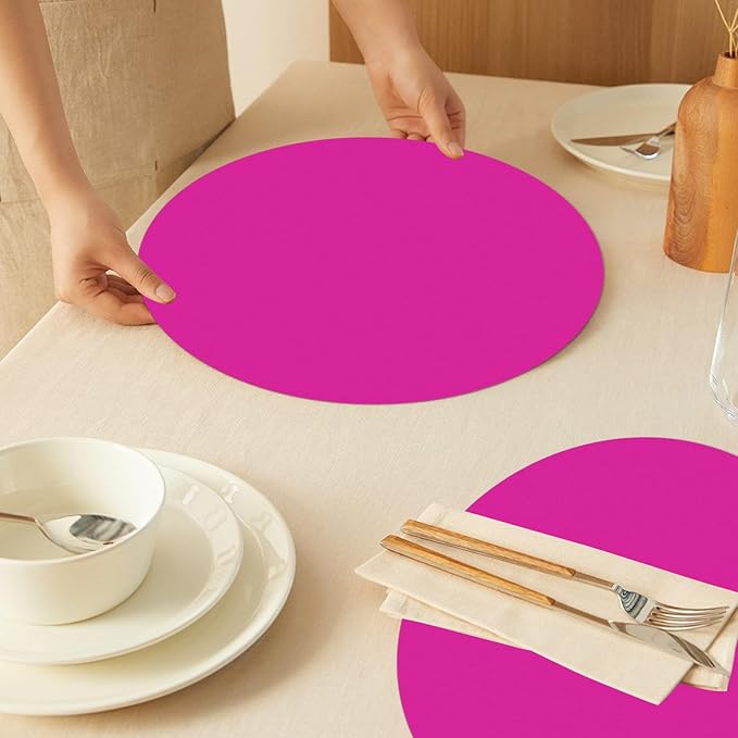 50 Pieces Hot Pink Paper Place Mats Round Disposable Table Mats Decorative - Image 5