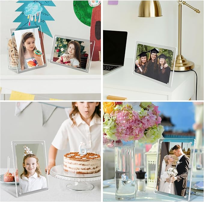 Acrylic Picture Frames 5x7 Inch Set of 3, Tabletop and Refrigerator Display - Image 6