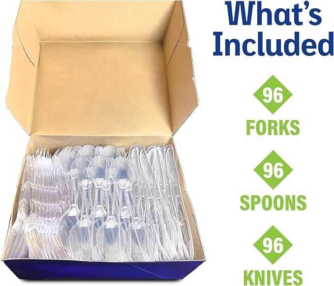 Diamond® All Occasion Clear Disposable Cutlery Set 288 Count – 96 Forks - Image 9