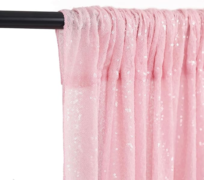 Pink Sequin Backdrop 2 Panels 2FTx8FT Birthday Party Backdrop Curtains Glitter - Image 6