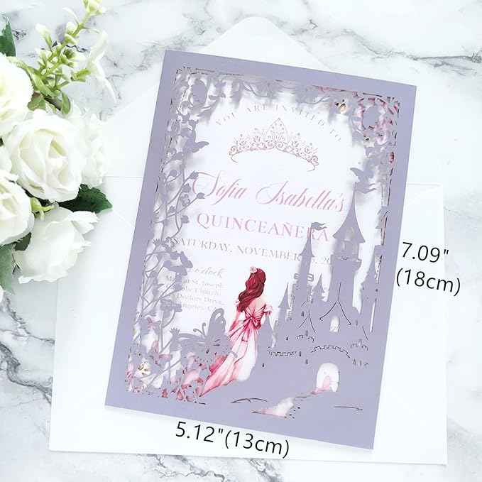 20PCS Castle Pocket Invitations, Quinceanera Invitations - Image 2