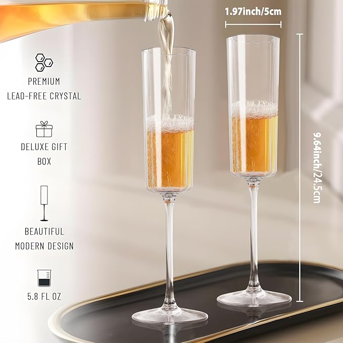 Ciaell 24 Pack Plastic Champagne Flutes - 6 Oz Flower Wavy Champagne Plastic - Image 2