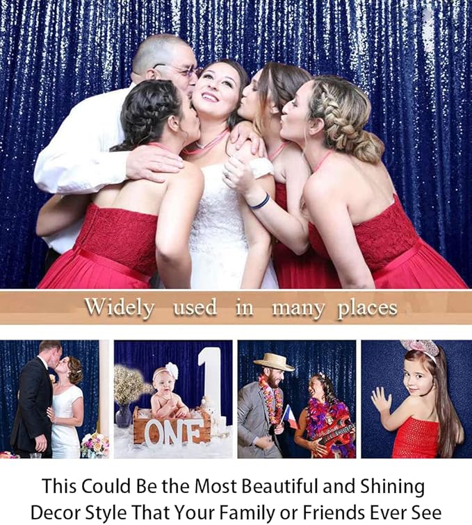 ShiDianYi 4FTX6FT-Navy Blue-Sequin Photo Backdrop, Wedding Photo Booth - Image 5